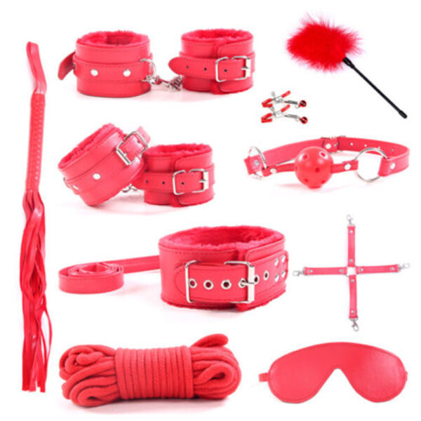 Red Leather Bondage set Restraints toys