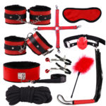 Cytherea Classic Leather 10PC Bondage set Restraints toys BDSM Black & Red Leather New