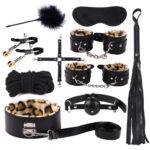 Cytherea Classic Leather 10PC Bondage set Restraints toys BDSM Yellow Leopard Leather
